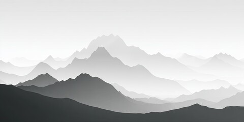 Fototapeta premium Misty grayscale mountain range (1)