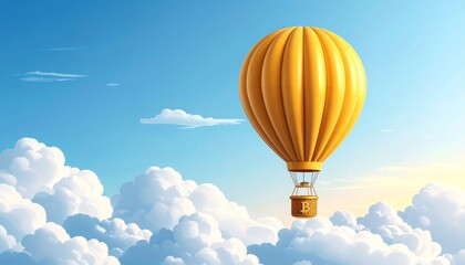 Obraz premium Colorful Hot Air Balloon Floating Above Fluffy White Clouds in Sky