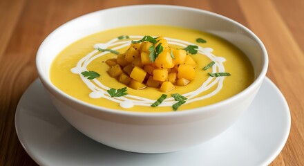 Creamy Vegetable Soup with Toppings.