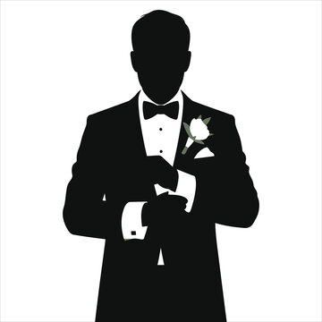 black tuxedo silhouette adjusting cuff clip art preview