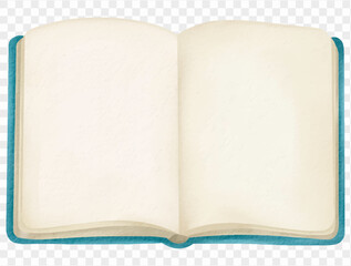 Watercolor open blank book isolated educational school element Vector.
