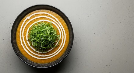 Creamy Orange Soup with Fresh Garnish.
