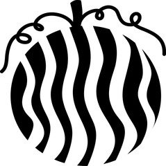 Monochrome Black and White Watermelon With Stem and Vines Outline for Icon and Element