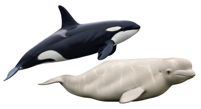 Isolated Killer Whale and Beluga Whale