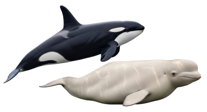 Isolated Killer Whale and Beluga Whale