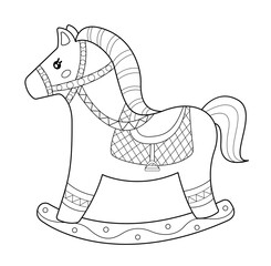 Line art with rocking horse