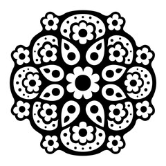 Vector black and white floral mandala