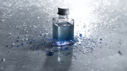 Obraz premium Perfume bottle with water splash lifestyle product photography fragrance modern commercial branding concept stylish composition