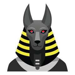 Anubis god of mummification solemn jackal head vector illustration