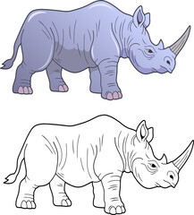 African rhinoceros, coloring page for kids