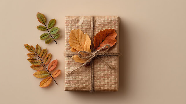 Minimalist Autumn Gift with Twine and Natural Decor