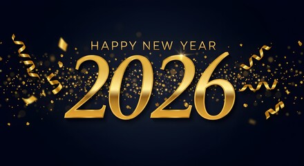 Luxury Golden Foil Happy New Year 2026 Calligraphy Typography Vector
