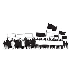 Naklejka premium Silhouette protest vector illustration on a white background