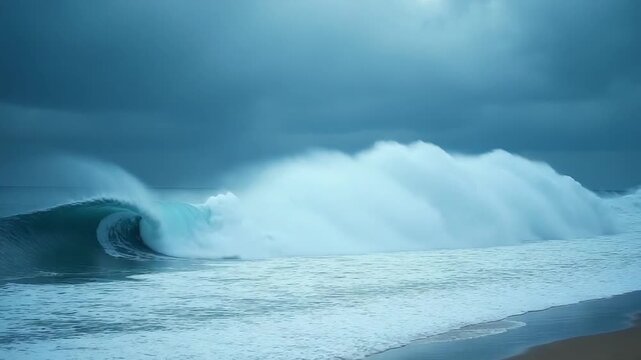 Big ocean waves during a storm.