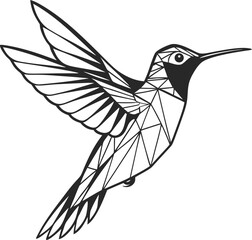 Minimalist Hummingbird Vector Black and White Geometric Silhouette Art
