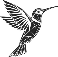 Minimalist Hummingbird Vector Black and White Geometric Silhouette Art