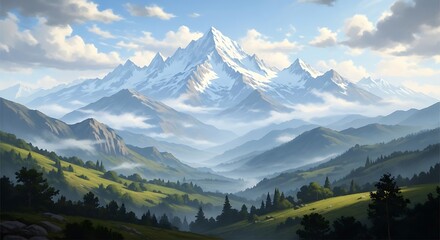 Fototapeta premium Serene Mountain Landscape View.