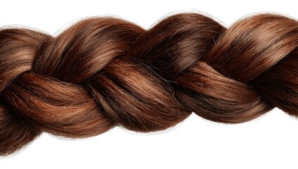 Naklejka premium Close-up of a thick, intricately braided brown hair