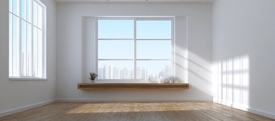 Bright, minimalist room with large window