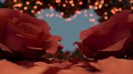 Beautiful Heart-Shaped Rose World Valentine's Day Arrangement Stunning Red Roses in Elegant Design for Stock Photos