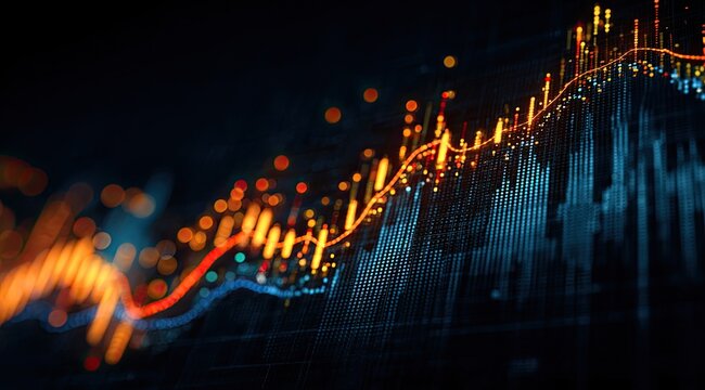 Complex financial chart with vibrant data points