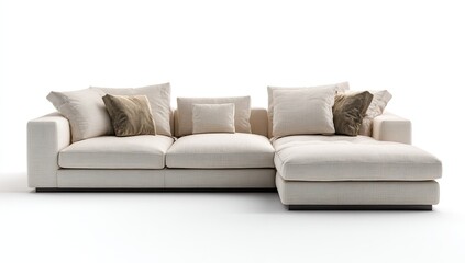 Cream sectional sofa with brown accent pillows