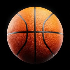 Fototapeta premium The detailed surface of the vibrant orange basketball, complete with clear texture and visible seams, serves as a testament to the craftsmanship that goes into designing athletic equipment, capturing