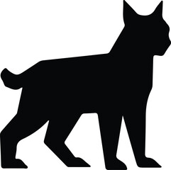 Illustrator Vector Lynx wild cat stands in profile side view silhouette