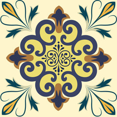Arabic Floral Seamless Pattern Ceramic Tiles Vector Design