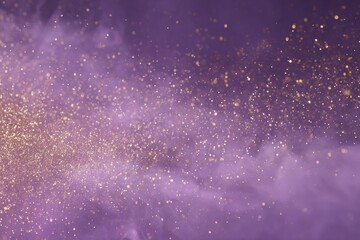 Golden glitter particles in purple smoky haze