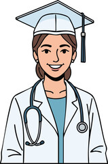 Medical school graduate woman vector illustration doctor student graduation  symbol  happy  practitioner  vector  smiling