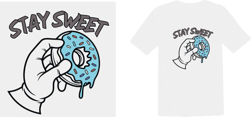 Stay Sweet Cartoon Donut T-Shirt Graphic