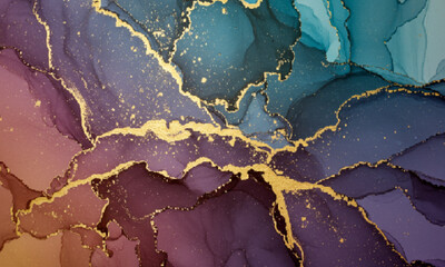 bstract Colorful Swirls with Gold Accents