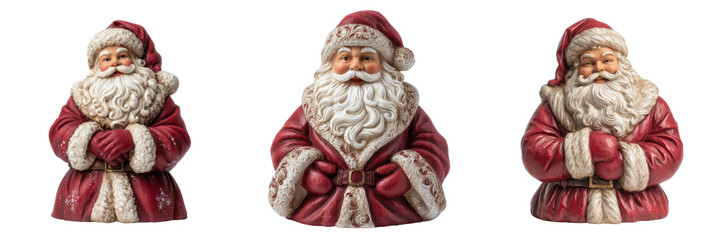 Festive santa figure holiday decor isolated on transparent background