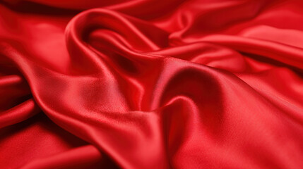 Obraz premium Smooth Wavy Fold of Pure Red Silk, Reflecting Elegance and Luxury