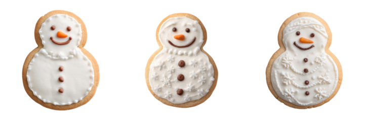 Baking snowman cookies for winter celebrations isolated on transparent background