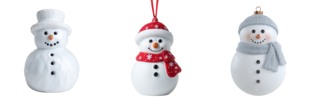 Winter holiday snowman decorations festive cheerful vibe isolated on transparent background