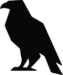 Illustrator Vector Raven standing on a ground isolated silhouette