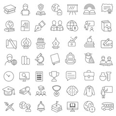 Fototapeta premium Book Line Icons Editable Stroke, Book line vector icon set. The set contains icons: Book, Audiobook, E-Reader, Studying, Tutorial, Personal Organizer, Diary, Reference Book.