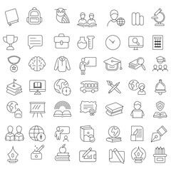 Fototapeta premium Book Line Icons Editable Stroke, Book line vector icon set. The set contains icons: Book, Audiobook, E-Reader, Studying, Tutorial, Personal Organizer, Diary, Reference Book.