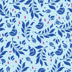 Blue Color Floral Pattern Tiles Vector Design