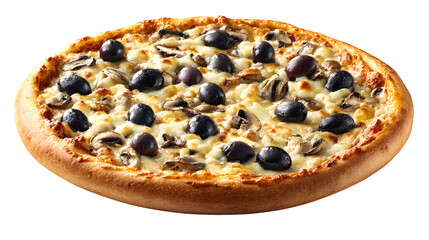 Mushroom and Olive Pizza, isolated on transparent background