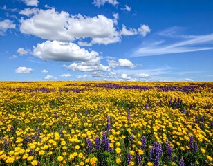 Colorful wildflowers field under a clear sky