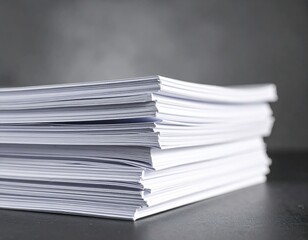A neatly stacked pile of white sheets of paper on a dark creating a minimalist look.