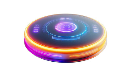 Futuristic disc-shaped device with glowing ring