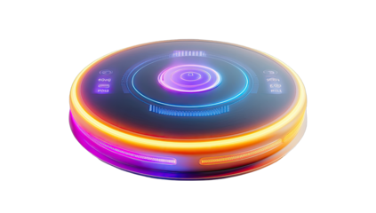 Futuristic disc-shaped device with glowing ring