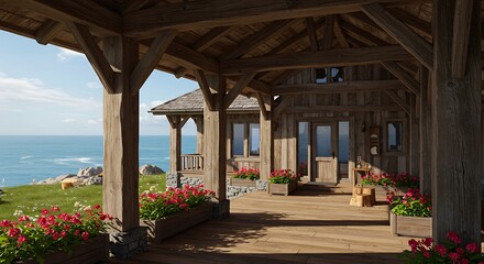 Fototapeta premium Sophisticated house with elegant columns, luxury living