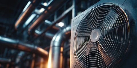 Fototapeta premium Industrial HVAC unit with metal pipes