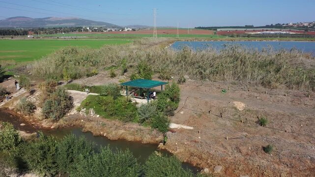 Gideon Grove, Nahal Harod Trail from a drone in Israel