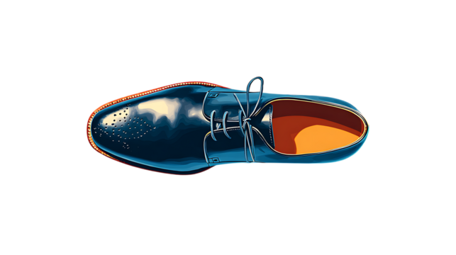 Illustration of a stylish and elegant leather shoe isolated on transparent background, perfect for adding a touch of sophistication to any outfit, ideal for formal wear or special occasions